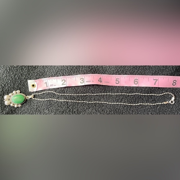 Green Malachite vintage sterling silver Southwest style necklace. 16” - Picture 5 of 5